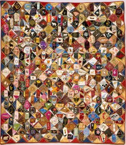 Crazy Quilt (silke, bomull, ull, lin, oppstykket, brodert) av Victoriene Parsons Mitchell