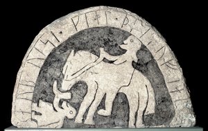 Runestein med en rytter av Viking