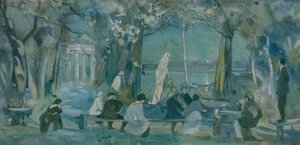Scenedesign for stykket Måken av A. Chekhov, 1898 av Viktor Andreyevich Simov