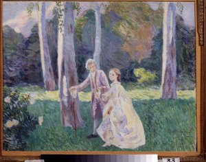 ""La promenade au parc"" Maleri av Viktor (Victor) Elpidiforovich Borisov-Musatov (Borisov Musatov) (1870-1905) (symbolisme) 1901 State Art Museum, Odessa av Viktor Elpidiforovich Borisov Musatov