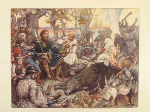 Resten av storprins Vladimir II Monomakh på jakt. Den keiserlige jakten i Russland av N. Kutepov, av Viktor Mikhaylovich Vasnetsov