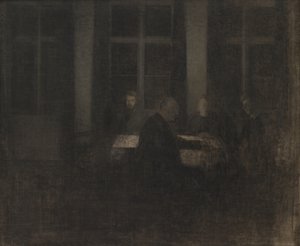Kveld i salongen av Vilhelm Hammershøi