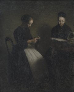 Kveld i salongen. Kunstnerens mor og kone av Vilhelm Hammershøi