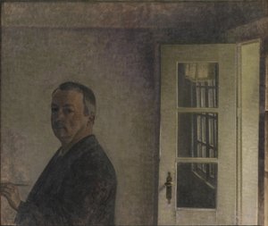 Selvportrett. Hytta Spurveskjul på Sorgenfri, nord for København av Vilhelm Hammershøi
