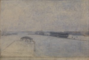 Københavns havn sett fra Kvæsthusgade av Vilhelm Hammershøi