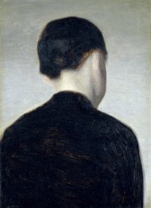 Sittende figur, sett bakfra (Anna Hammershoi) 1884 (olje på lerret lagt ned om bord)