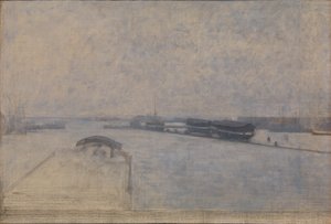 Københavns havn sett fra Kvæsthusgade av Vilhelm Hammershøi