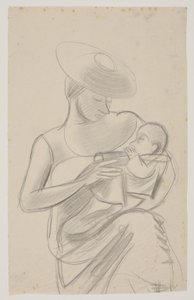 Kunstnerens kone med spedbarnsdatteren Dorte av Vilhelm Lundstrøm