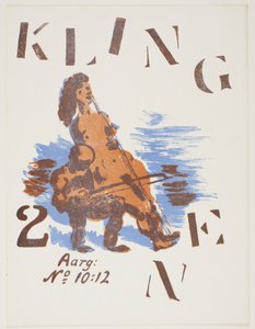 Mann som leker på en kvinnes kropp. Omslag til Klingen II, nr. 10-12 av Vilhelm Lundstrøm