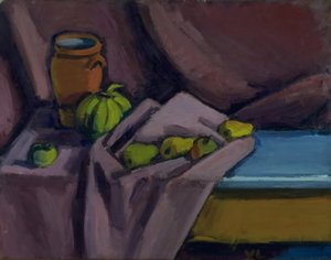 Stilleben med en krukke og frukt av Vilhelm Lundstrøm