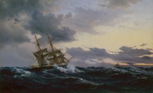 Seilfartøy i et stormfullt hav