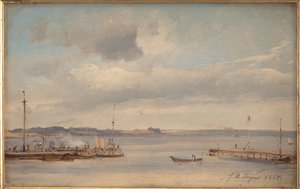 En båthavn. Humlebæk, Sjælland av Vilhelm Petersen