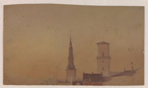 Studie av Spiers of Petri Church og Vår Frue-katedralen av Vilhelm Petersen