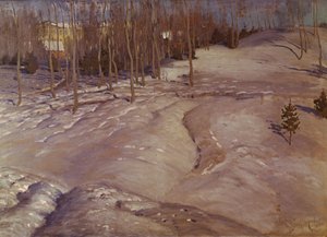 Vinterlandskap. mars kveld, ca. 1900 av Vilhelms Purvitis