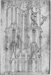 Høyde av tårnet til Laon katedral (penn og blekk på papir)