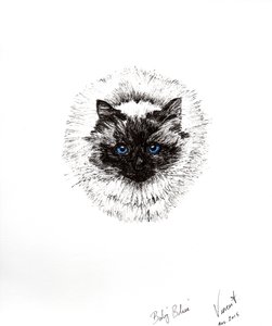 Babyball, 2015, (blekk på papir) av Vincent Alexander Booth