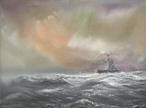 Bismarck signaliserer Prinz Eugen 0959hrs 24051941, 2007, (Olje på lerret)