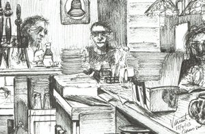 Cheers Bar Boston USA, 2003, (blekk på papir) av Vincent Alexander Booth