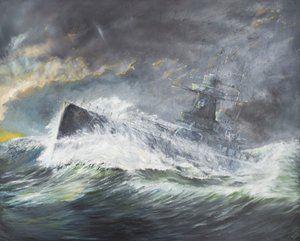 Graf Spee entrer det indiske hav 3. november 1939, 2006, (Olje på lerret) av Vincent Alexander Booth