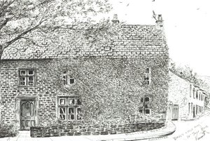 House at Ribchester, 2012, (blekk på papir) av Vincent Alexander Booth