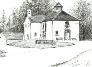 Killin & Ardeonaig Parish Church, 2007, (blekk på papir) av Vincent Alexander Booth