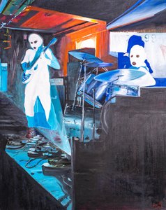 Manchester Binge, 2022 (olje på lerret) av Vincent Alexander Booth
