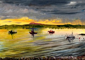 På Holy Island ved solnedgang, 2007 av Vincent Alexander Booth
