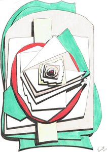Over, 2017, (farget blekk på papir)