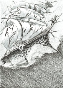 Storm Creators Arafura Sea, 2017, (blekk på papir) av Vincent Alexander Booth