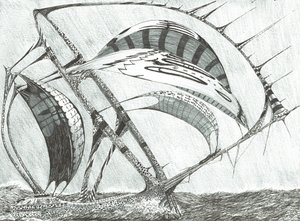 Storm Creators Laptev Sea, 2017, (blekk på papir) av Vincent Alexander Booth