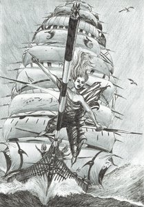 Storm Creators Lazarev Sea, 2017, (blekk på papir) av Vincent Alexander Booth
