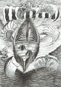 Storm Creators Philippine Sea, 2017, (blekk på papir) av Vincent Alexander Booth
