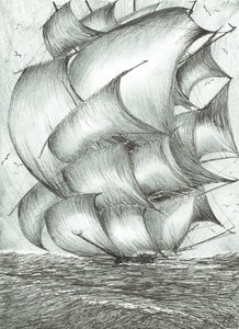 Storm Creators Sea of Okhotsk, 2017, (blekk på papir) av Vincent Alexander Booth