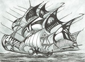 Storm Creators Visayan Sea, 2017, (blekk på papir) av Vincent Alexander Booth