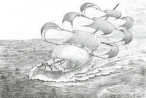 Storm Creators Yathkyed, 2023 (blekk og blyant på papir) av Vincent Alexander Booth