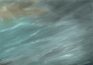 Storm i dypt hav, 2017, (olje på lerretstavle)