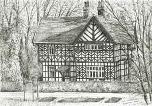 The Gatehouse at Bramhall Park, 2007, (blekk på papir) av Vincent Alexander Booth
