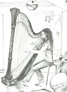 The Harpist 8th day cafe Manchester, 2007 av Vincent Alexander Booth