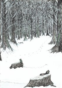 side 5, The Castle in the Forest of Findhorn, 2006, (blekk på papir) av Vincent Alexander Booth