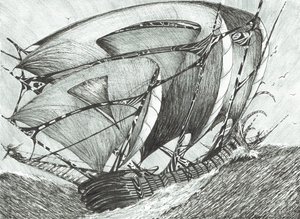 stormskapere Sea of Azov, 2017, (Blekk på papir) av Vincent Alexander Booth