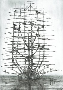 stormskapere Sea of Japan, 2017, (blekk på papir) av Vincent Alexander Booth