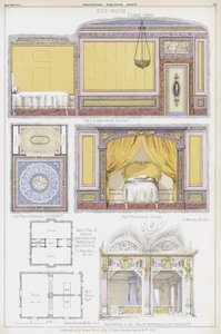 Soverom i Firenze, huset til den engelske konsulen i Agrigentum, og Casa Borromeo, Lago Maggiore, Italia (farge litho)