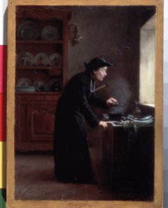 ""Skinny!"" (fastelavnskost) En kokekur i fastetiden. Maleri av Vincent Jean-Baptiste (Jean Baptiste) Chevilliard (1841-1904) Eremitagemuseet, St. Petersburg, Russland av Vincent Chevilliard