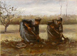 To bondekvinner graver poteter, 1885. av Vincent van Gogh