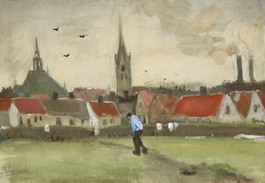Utsikt over Haag med Nieuwe Kerk, 1882. av Vincent van Gogh