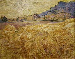 Hveteåker med høster og sol, 1889. av Vincent van Gogh
