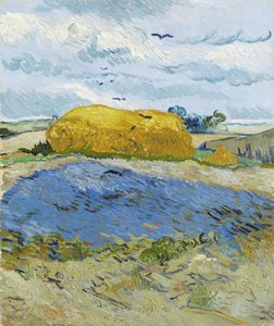 Hvetestabel under en overskyet himmel, Auvers-sur-Oise, 1889. av Vincent van Gogh