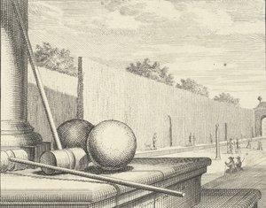 Krokketattributter med krokketspillere i bakgrunnen, 1714. av Vincent Laurensz Vinne van der