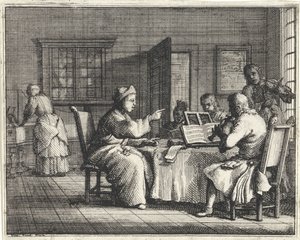 Musikklærer med elever av Vincent Laurensz. van der Vinne (II)