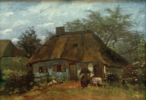 Våningshus og kvinne med geit av Vincent van Gogh